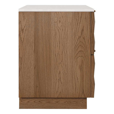 Benedict Walnut Bedside Table - White Marble - Bedside Tables - Eleganté