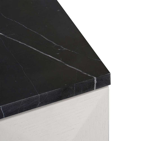 Benedict White Oak Bedside Table - Black Marble - Bedside Tables - Eleganté