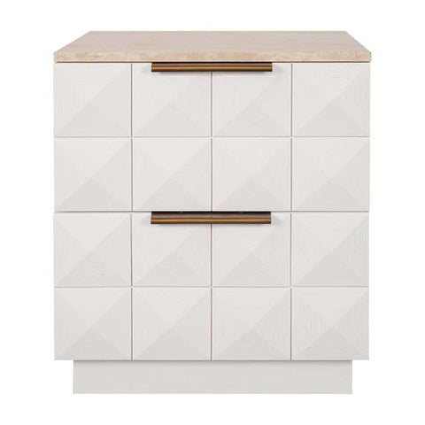 Benedict White Oak Bedside Table - Travertine - Bedside Tables - Eleganté