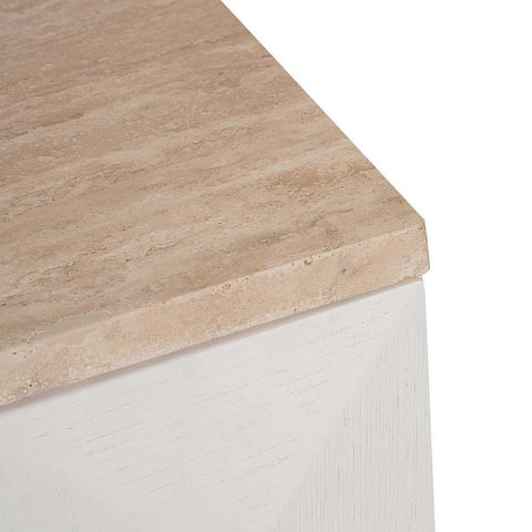 Benedict White Oak Bedside Table - Travertine - Bedside Tables - Eleganté
