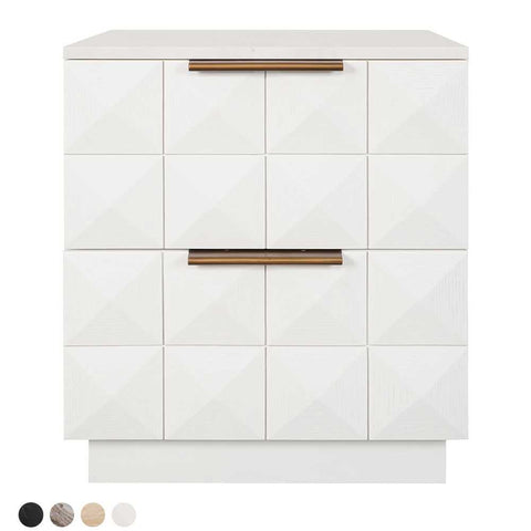 Benedict White Oak Bedside Table - White Marble - Bedside Tables - Eleganté
