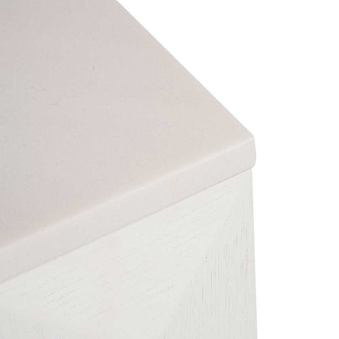 Benedict White Oak Bedside Table - White Marble - Bedside Tables - Eleganté