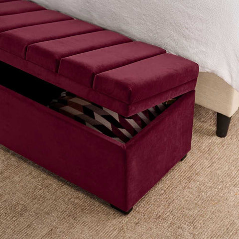 Soho Storage Bench Ottoman - Wine - Ottomans and Stools - Eleganté