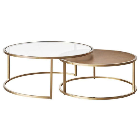 Chloe Glass and Timber Nesting Coffee Table - Gold - Coffee Tables - Eleganté