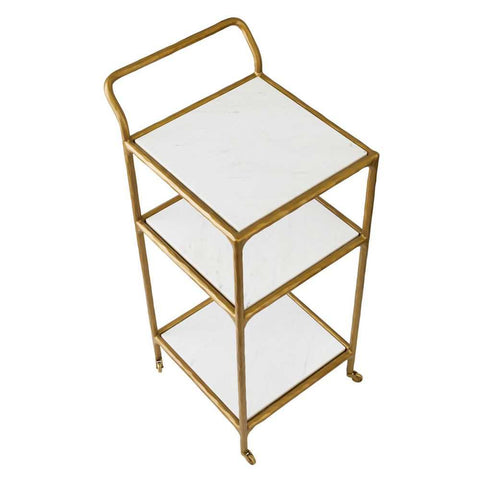 Heston Marble Square Bar Cart - Heston Marble Square Bar Cart - Eleganté