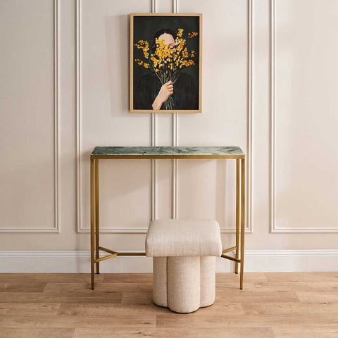 Chloe Dusty Jade Marble Console Table - Small Gold - Console Tables - Eleganté