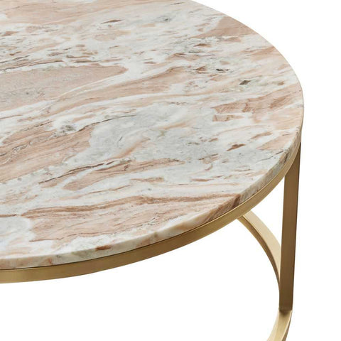 Chloe Pink Marble Nesting Coffee Table - Gold - Coffee Tables - Eleganté