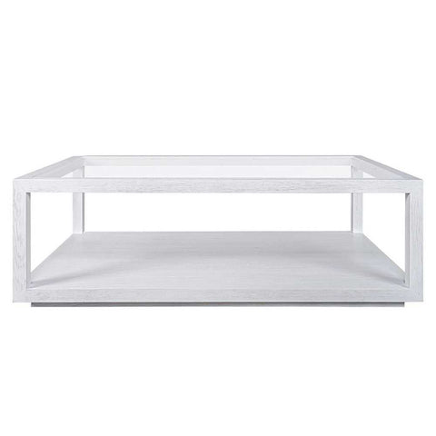 Sadie Oak Rectangle Coffee Table - White - Coffee Tables - Eleganté