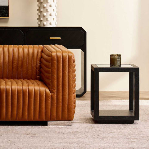 Sadie Oak Square Side Table - Medium Black - Side Tables - Eleganté