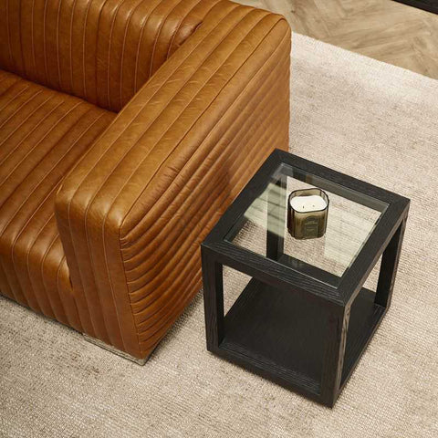 Sadie Oak Square Side Table - Medium Black - Side Tables - Eleganté