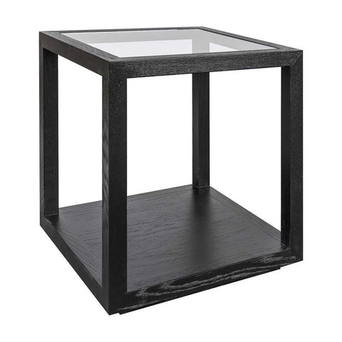 Sadie Oak Square Side Table - Medium Black - Side Tables - Eleganté