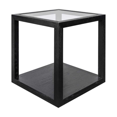 Sadie Oak Square Side Table - Medium Black - Side Tables - Eleganté