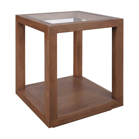 Sadie Oak Square Side Table - Medium Walnut - Side Tables - Eleganté