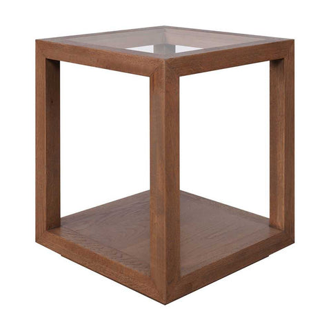 Sadie Oak Square Side Table - Medium Walnut - Side Tables - Eleganté