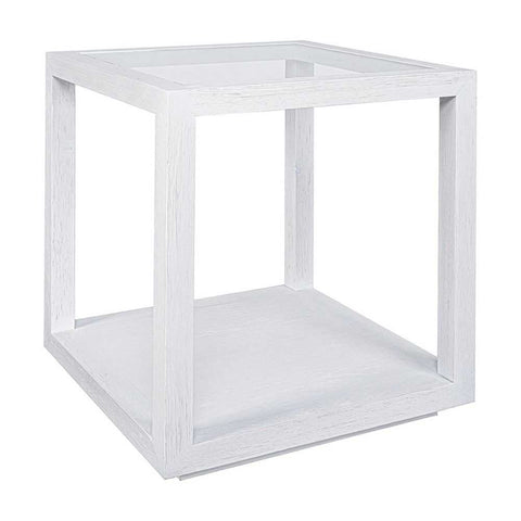 Sadie Oak Square Side Table - Medium White - Side Tables - Eleganté