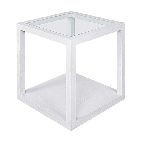 Sadie Oak Square Side Table - Medium White - Side Tables - Eleganté