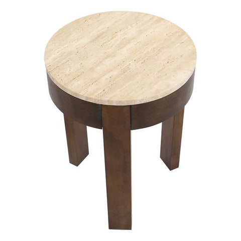 Oliver Travertine Side Table - Small Brown - Side Tables - Eleganté