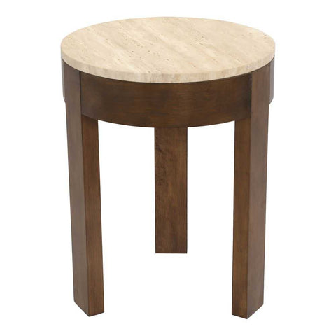 Oliver Travertine Side Table - Small Brown - Side Tables - Eleganté