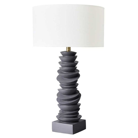 Mendoza Table Lamp - Grey w White Shade - Mendoza Table Lamp - Grey w White Shade - Eleganté