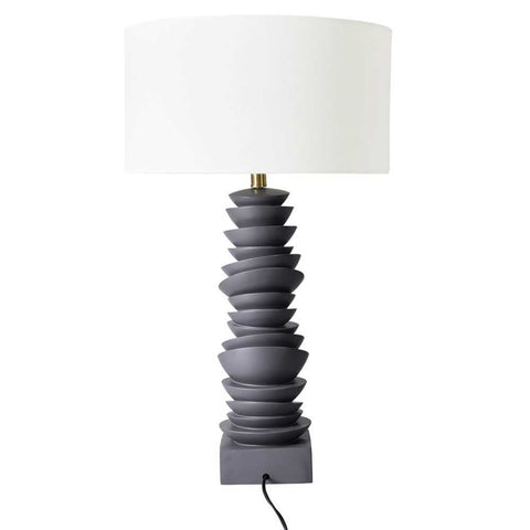 Mendoza Table Lamp - Grey w White Shade - Mendoza Table Lamp - Grey w White Shade - Eleganté