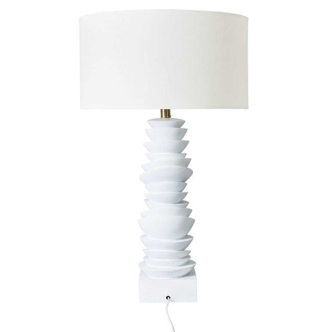 Mendoza Table Lamp - White w Off White Shade - Mendoza Table Lamp - White w Off White Shade - Eleganté