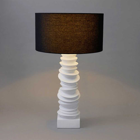 Mendoza Table Lamp - White w Black Shade - Mendoza Table Lamp - White w Black Shade - Eleganté