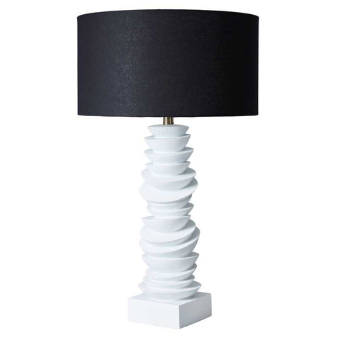 Mendoza Table Lamp - White w Black Shade - Mendoza Table Lamp - White w Black Shade - Eleganté