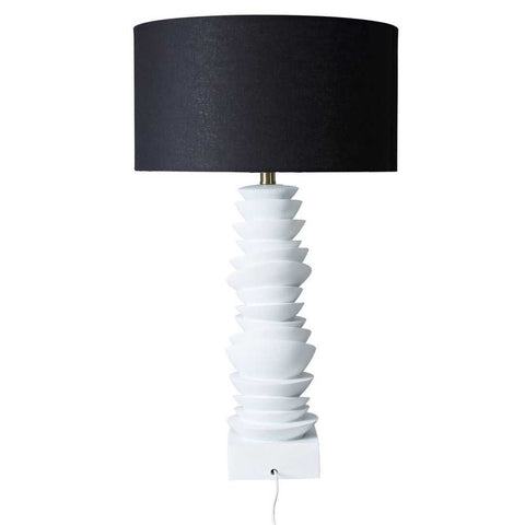 Mendoza Table Lamp - White w Black Shade - Mendoza Table Lamp - White w Black Shade - Eleganté