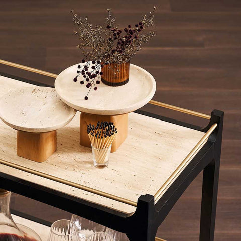 Ashley Travertine Bar Cart - Black - Ashley Travertine Bar Cart - Black - Eleganté