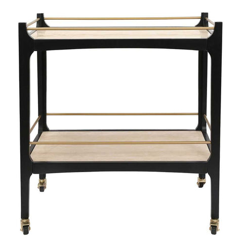 Ashley Travertine Bar Cart - Black - Ashley Travertine Bar Cart - Black - Eleganté