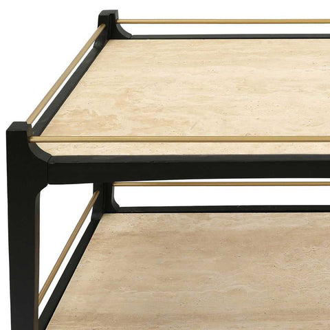 Ashley Travertine Bar Cart - Black - Ashley Travertine Bar Cart - Black - Eleganté