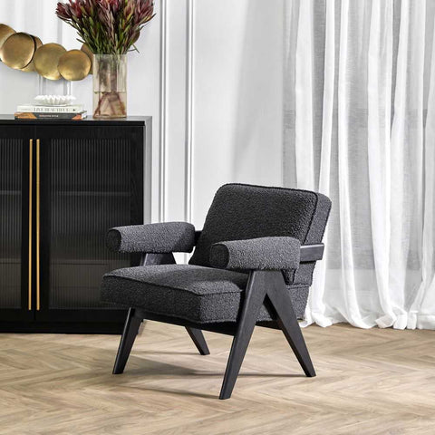 Ambrose Arm Chair - Black Onyx Boucle - Occasional Chairs - Eleganté