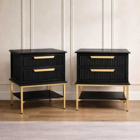 Aimee Bedside Table - Small Black Set of 2 - Bedside Tables - Eleganté