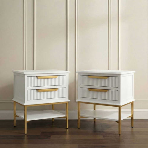 Aimee Bedside Table - Small White Set of 2 - Bedside Tables - Eleganté
