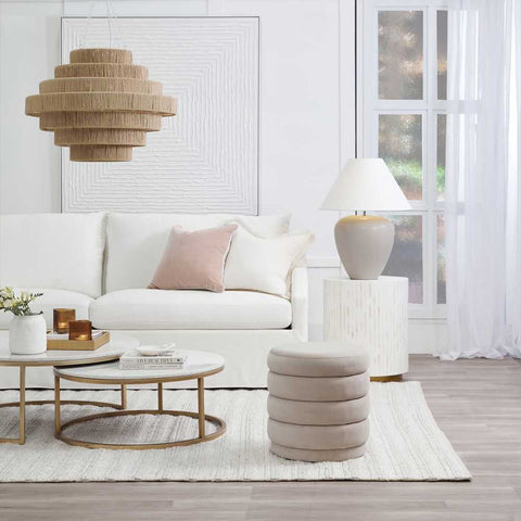 Demi Stool - Nude Velvet - Ottomans and Stools - Eleganté