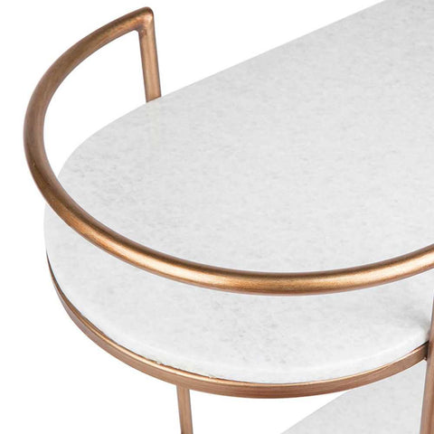 Southside White Stone Bar Cart - Antique Gold - Southside White Stone Bar Cart - Antique Gold - Eleganté