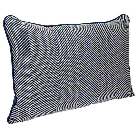 Candace Rectangle Feather Cushion - Chevron Blue Linen - Cushions - Eleganté