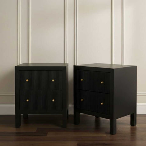 Ariana Bedside Table - Small Black Set of 2 - Bedside Tables - Eleganté
