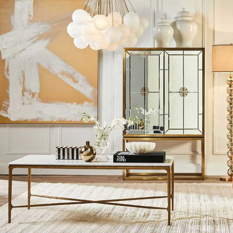 Heston Marble Rectangle Coffee Table - Brass - Coffee Tables - Eleganté
