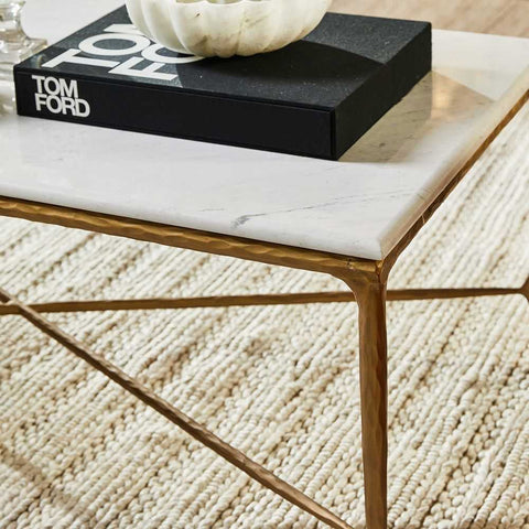 Heston Marble Rectangle Coffee Table - Brass - Coffee Tables - Eleganté