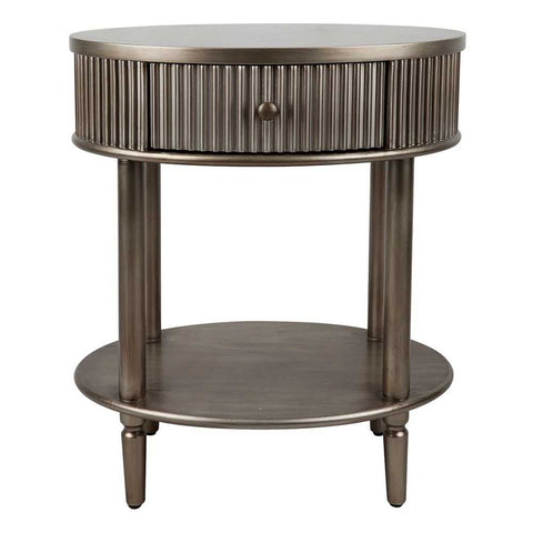 Arielle Oval Bedside Table - Antique Gold - Bedside Tables - Eleganté
