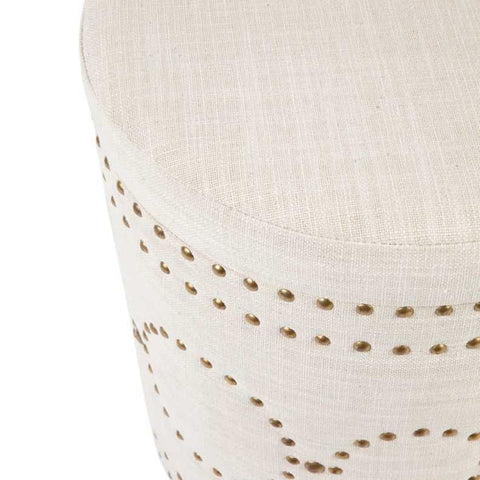Bradshaw Round Storage Stool - Natural Linen - Ottomans and Stools - Eleganté