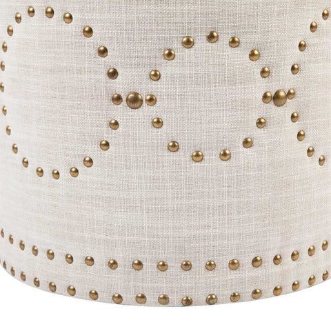 Bradshaw Round Storage Stool - Natural Linen - Ottomans and Stools - Eleganté