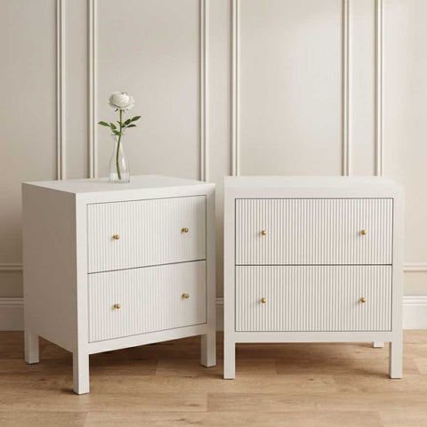 Ariana Bedside Table - Large White Set of 2 - Bedside Tables - Eleganté
