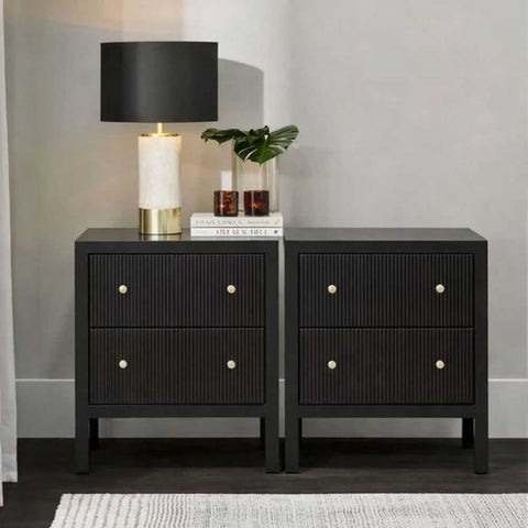 Ariana Bedside Table - Large Black Set of 2 - Bedside Tables - Eleganté