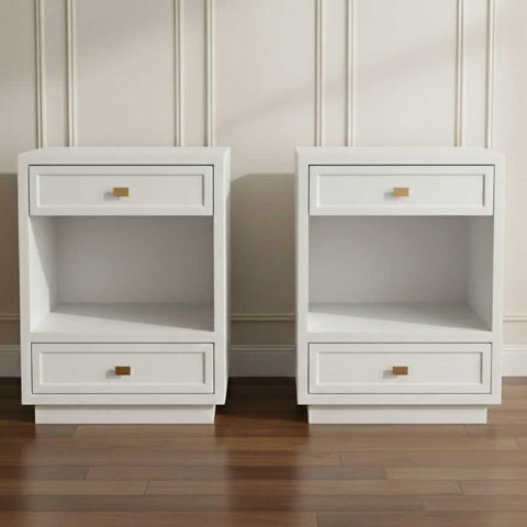 Logan Bedside Table - Small White Set of 2 - Bedside Tables - Eleganté