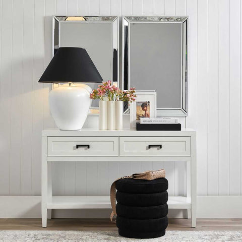 Picasso Table Lamp - White w Black Shade - Picasso Table Lamp - White w Black Shade - Eleganté