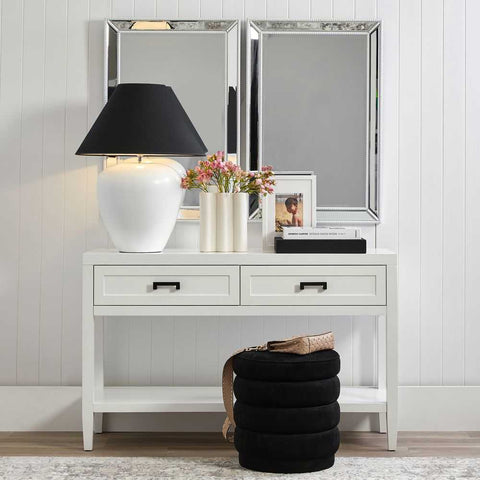 Picasso Table Lamp - White w Black Shade - Picasso Table Lamp - White w Black Shade - Eleganté