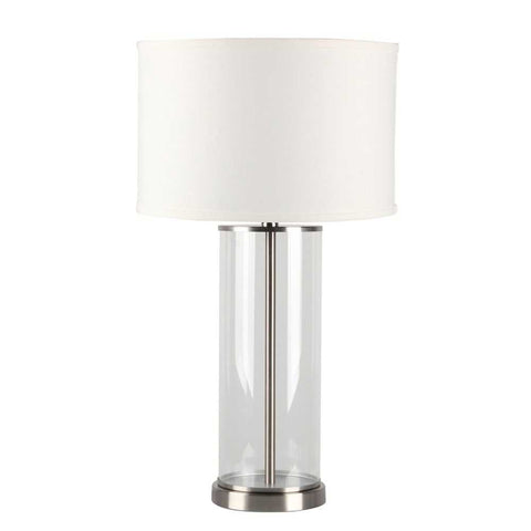 Left Bank Table Lamp - Nickel w White Shade - Left Bank Table Lamp - Nickel w White Shade - Eleganté