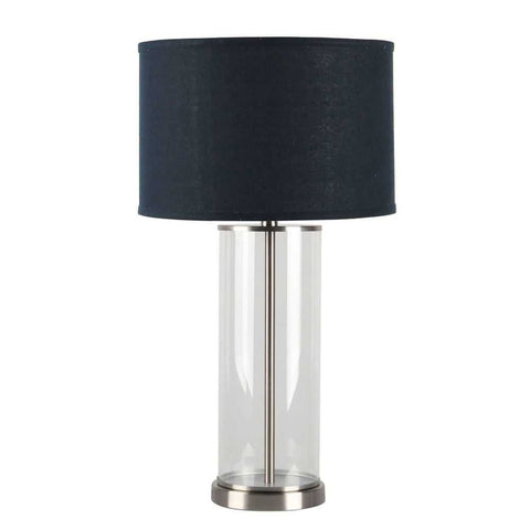 Left Bank Table Lamp - Nickel w Navy Shade - Left Bank Table Lamp - Nickel w Navy Shade - Eleganté